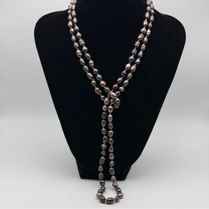 VINTAGE BAROQUE FRESHWATER POTATO PEARL HAND KNOTTED LONG NECKLACE